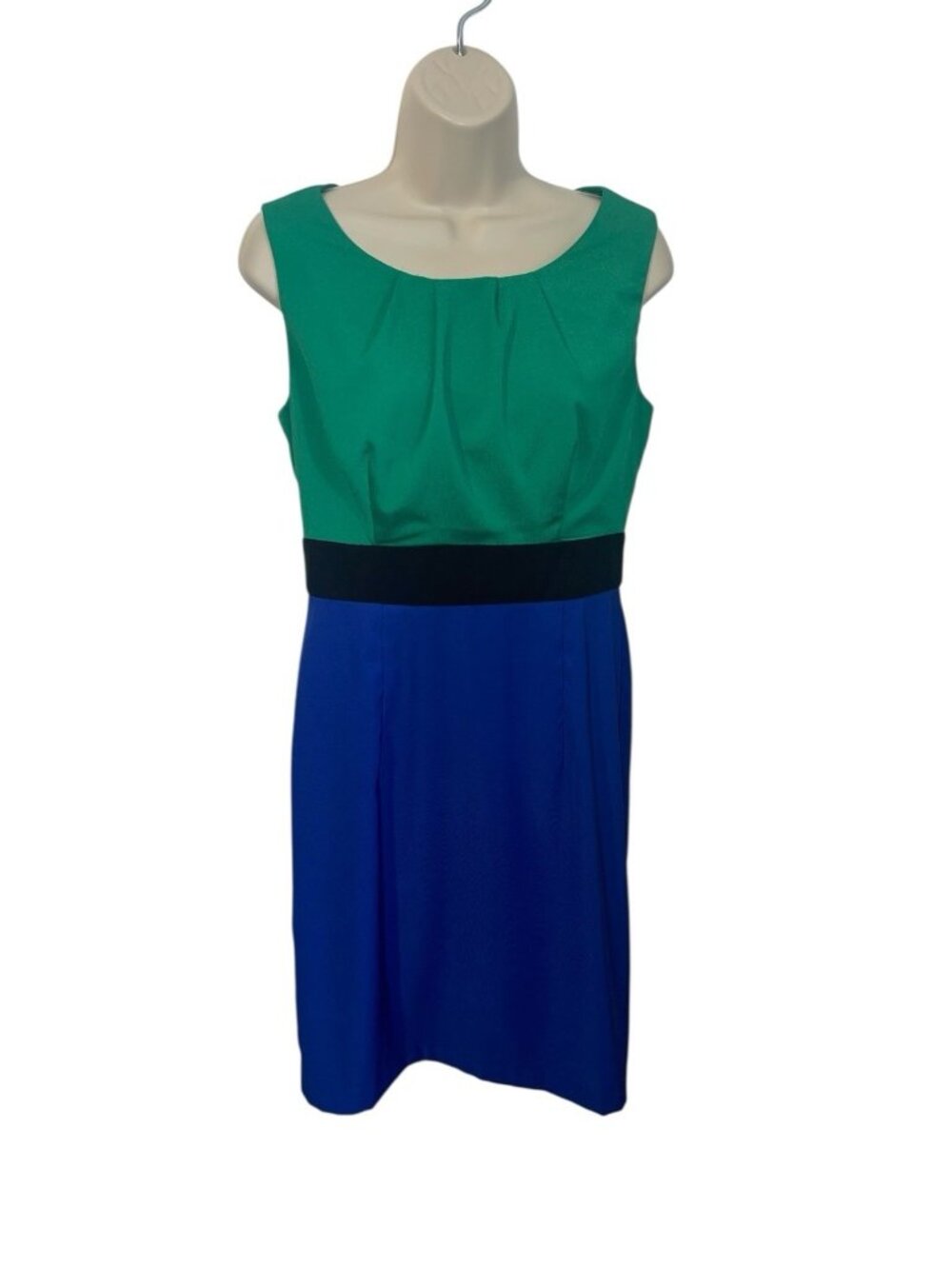 AB STUDIO Women's Size 8 Colorblock Dress Green, Black, Blue